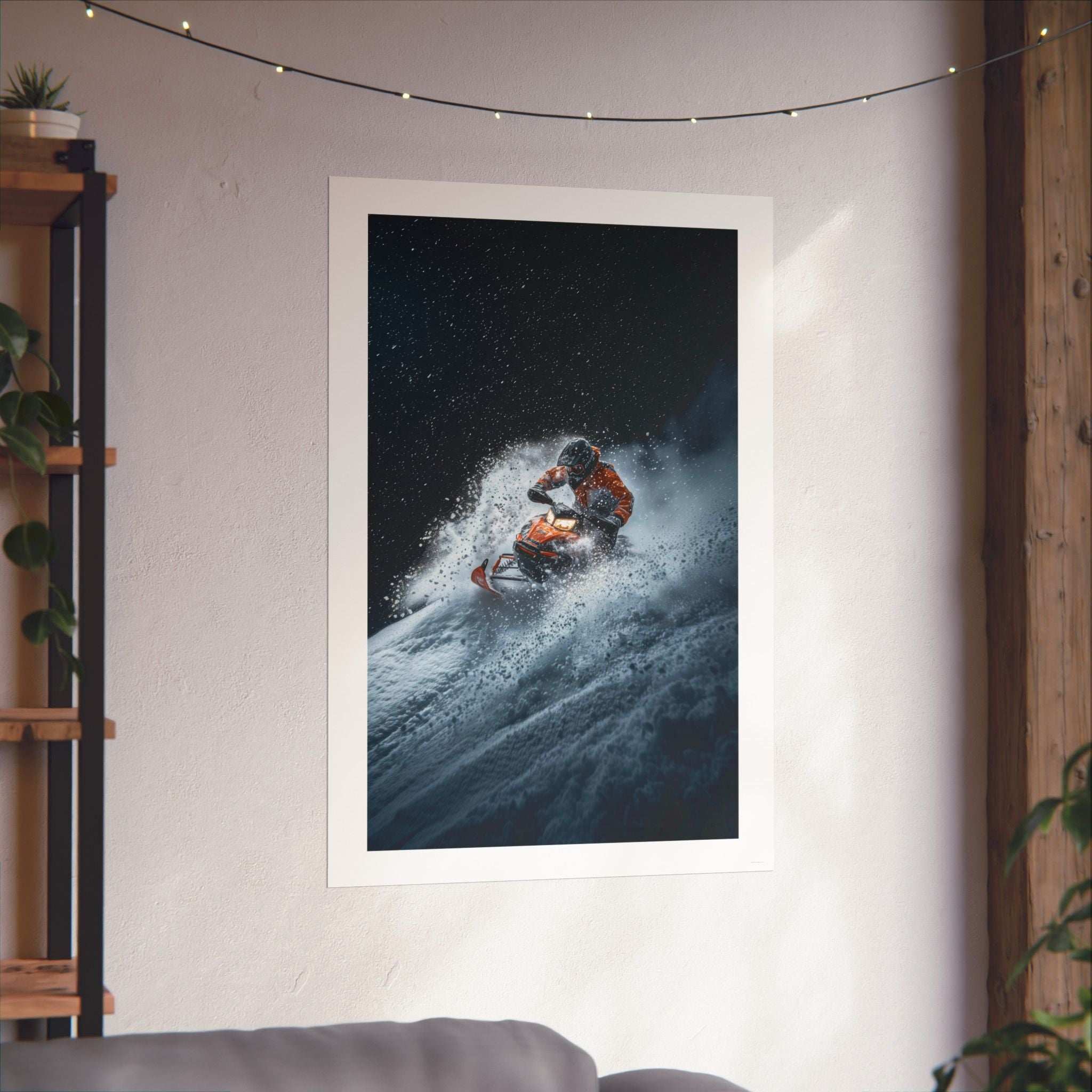 Downhill Cold Rush -  Snowmobile - Gallery Print Poster - DC0190
